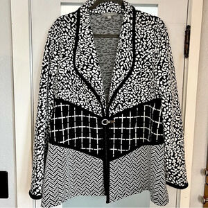 Vintage NY Collection Black White Women’s Coat Size XL Business Cheetah Jacket